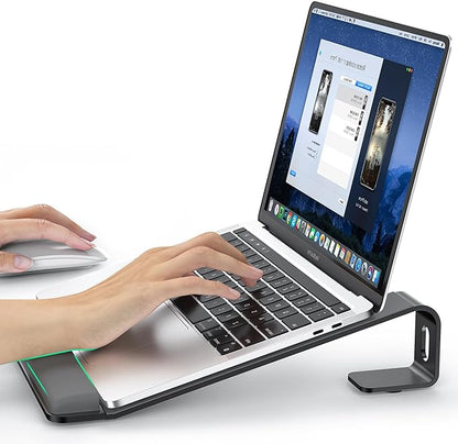 Laptop Stand for Desk, Metal Laptop Stand with Wrist Support, Ergonomic Detachable Laptop Riser, Aluminum Protable, Computer Stand for MacBook Air Pro, HP, Dell, XPS, HP (10-17") Laptops - Black