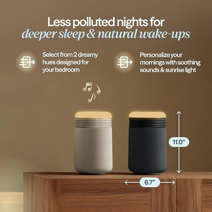 BLUEAIR Purifier for Bedroom - Mini Restful - Sunrise Clock with HEPASilent Filtration and Wake Up Light - Cleans Air and Supports Circadian Rhythm - USB-C and App Connectivity