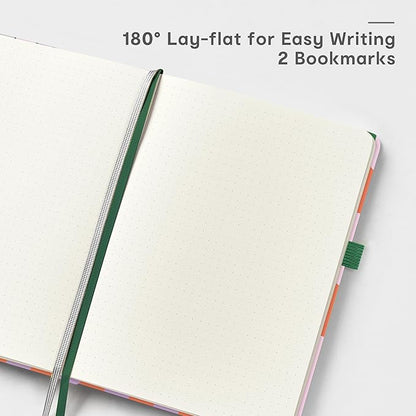 A5 Hardcover Bullet Dotted Journal, 160 Pages 100 gsm Thick Paper, 3 Sheets of Stickers Included - 5.7'' x 8'' (Color Block)