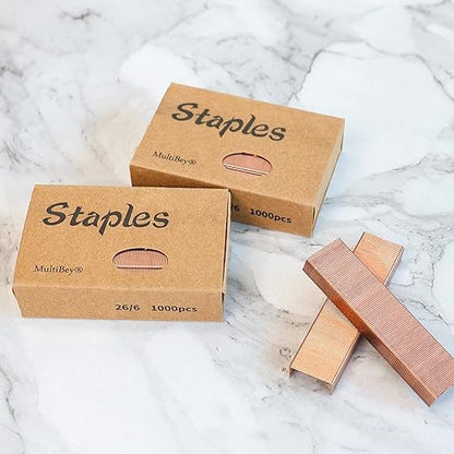 MultiBey Rose Gold Staples Stapler Refill Standard Size #12, 4 Boxes per Pack (Rose Gold)