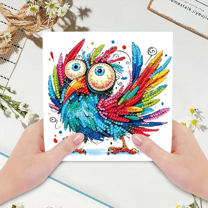 6PCS Diamond Art Painting Greeting Card Set, Bird Pattern DIY Cards with Envelopes for Xmas Birthdays Special Occasion Blessing