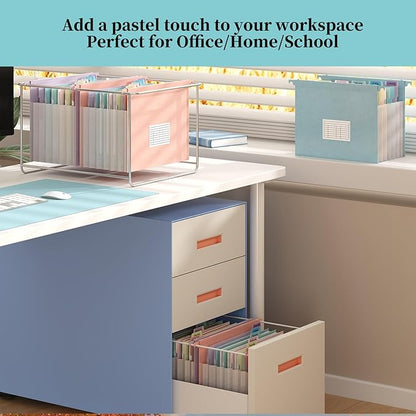 Expanding Hanging File Folders for Filing Cabinet, 7 Accordion Pockets with 1.2'' Expandable File Cabinet Organizer, Multi-Color Tabs, Letter Size, 50% Wheat Straw - 3 Packs (Assorted Colors)