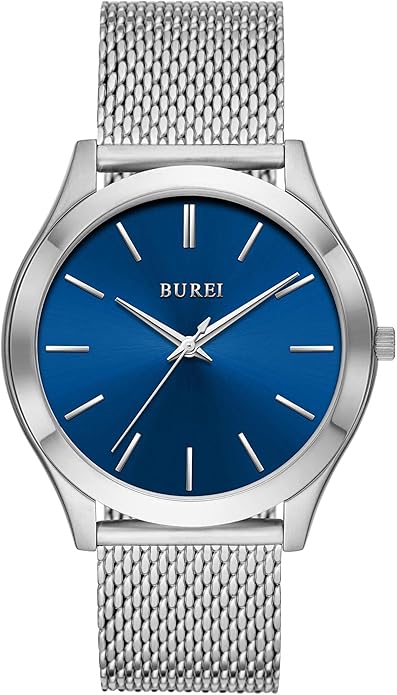 BUREI Men Watches Fashion Analog Stainless Steel Quartz Waterproof Watches,Gift for Men.