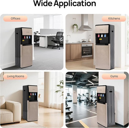 Bottom Loading Water Cooler Dispenser for 5 Gallon Bottles - 3 Temperatures with Hot, Room & Cold Spouts,Overload Protection, Dry Burning Protection,Water Dispenser for Home,Office (Champagne Gold)