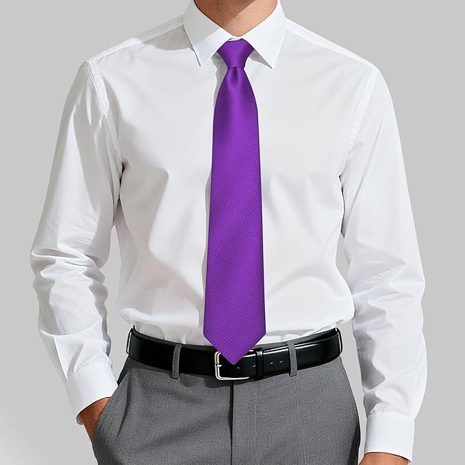 Fineknot Black Ties for Men, Formal Neckties for Men, Solid Color Mens Ties for Business, Wedding, Party, Mens Neck Tie