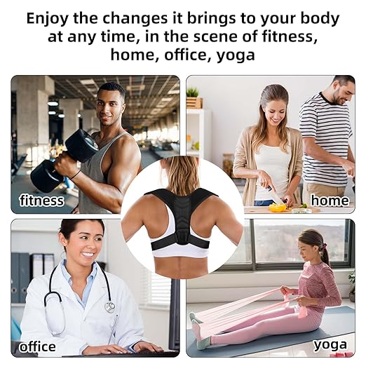 BOXOB Posture Corrector for Men, Breathable Mesh Design Adjustable Back Straightener Back Support Brace Hunchback Corrector for Women Lumbar Shoulder Relaxation (Black)