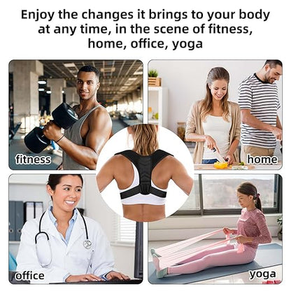 BOXOB Posture Corrector for Men, Breathable Mesh Design Adjustable Back Straightener Back Support Brace Hunchback Corrector for Women Lumbar Shoulder Relaxation (Black)