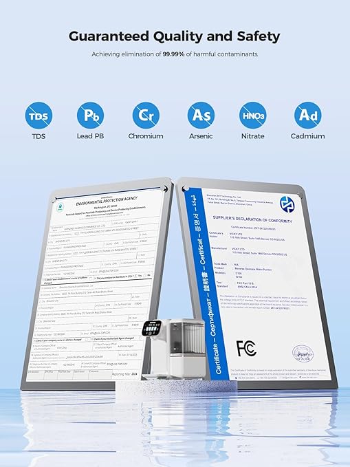 Countertop Reverse Osmosis Water Filter, 5-Stage Water Filtration System for Kitchen, RV, Office, White