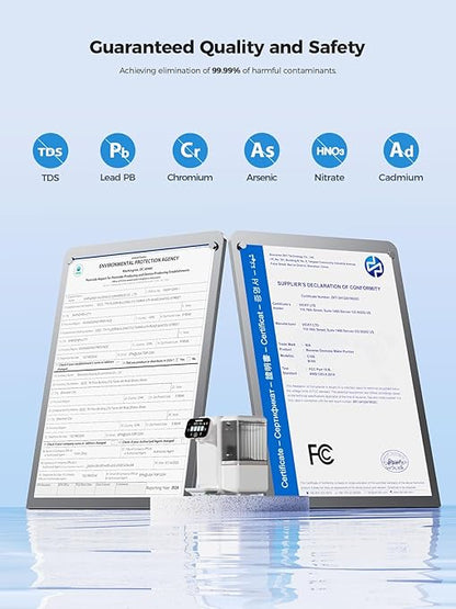 Countertop Reverse Osmosis Water Filter, 5-Stage Water Filtration System for Kitchen, RV, Office, White