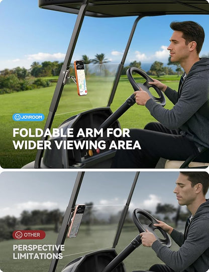 Upgraded Magnetic Golf Cart Phone Holder, [Tri-fold+All Alloy] Golf Gifts for Men Women Him Golf Cart Accessories 2025 Stocking Stuffers Compatible with MagSafe iPhone 17-12 Fits EZGO Club Car Yamaha