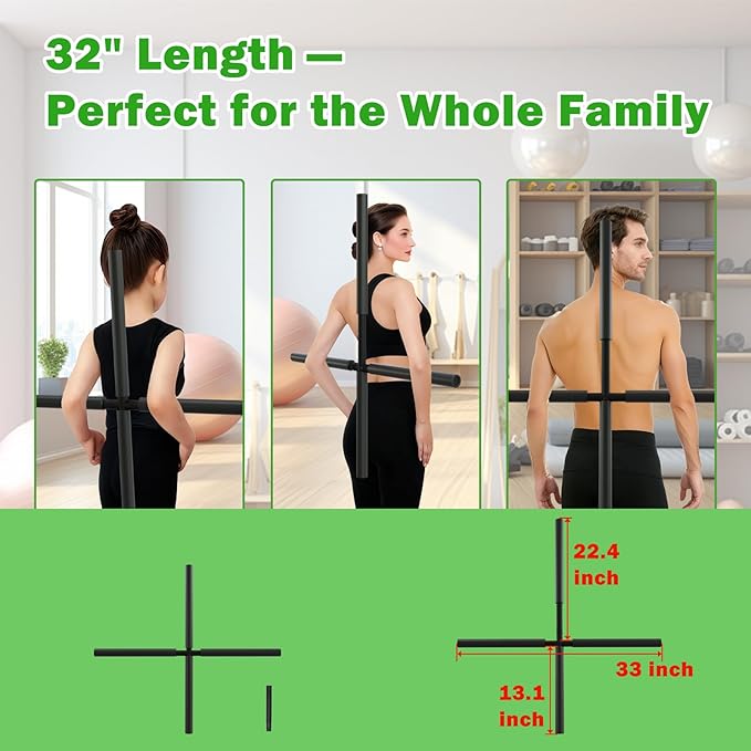 Back Straightener Posture Corrector for Women and Men - 32 Inch Heavy Duty Back Cracker with Anti-Slip and Cushioning Pads - Compatible Back Stretcher for Whole Family