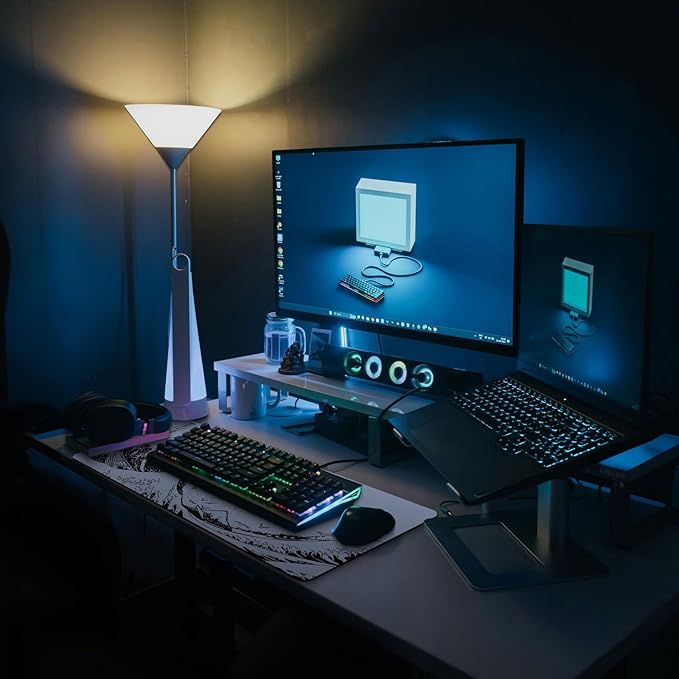 MAY FLOWER Large Gaming Mouse Pad, Full Keyboard Mat, Long Laptop Mousepad, Computer Mouse Mat for Home and Office, Anti-Slip Rubber Base, 31.5 x 11.8 Inches (White Sea Wave)