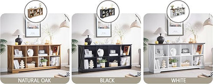 Book Shelf, 8 Cube Storage Organizer, 2-Tier Open Shelf Wooden Bookcase, Freestanding Wood Cube Storage Bookshelf for Bedroom, Living Room, Home Office (Natural Oak)