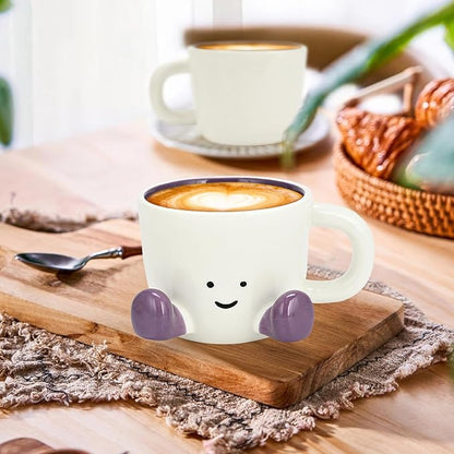 Coffee Mugs,Cute funny Mug For Women, 380ml Unique Ceramic Coffee Tea Cups, Office Mug Gift (violet)