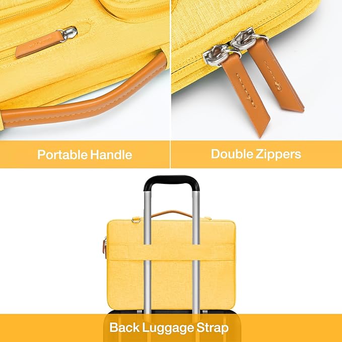 MOSISO 360 Protective Laptop Shoulder Bag,13-13.3 inch Computer Bag Compatible with MacBook, HP, Dell, Lenovo, Asus Notebook,Side Open Messenger Bag with 4 Zipper Pockets&Handle, Yellow