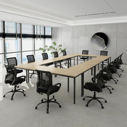 Bonzy Home Conference Tables 20ft Office Computer Desk for Meeting Room Study Writing Printer Podcast Table for 24 People Modern Natural 10PCS 236.2"x47.2"x29.5"