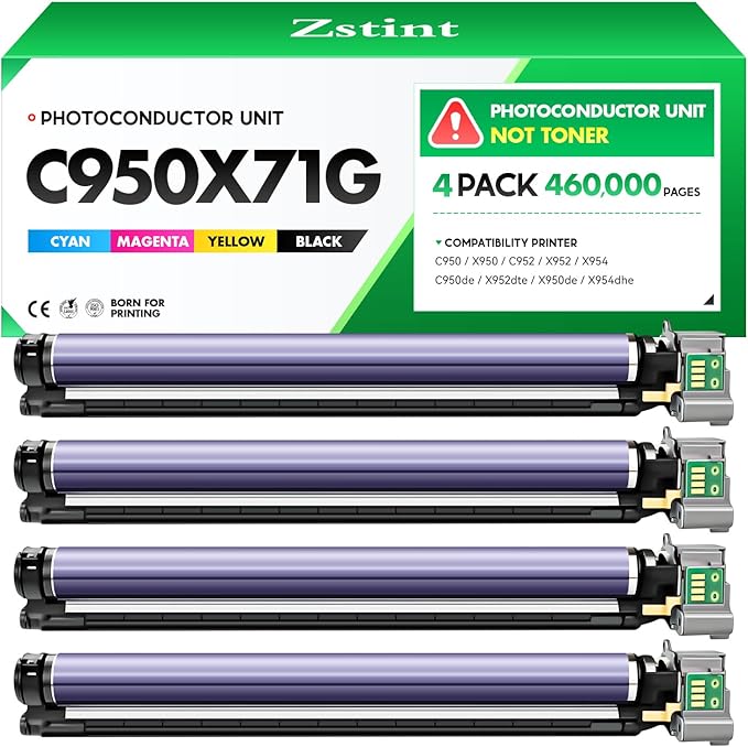 C950X71G Photoconductor Kit Set 4-Pack (Not Toner) Replacement for Lexmark C950X71G Drum Unit Compatible with Lexmark C950 X950 C952 X952 X954 C950de X952dte X950de X954dhe Laser Printer Imaging Unit