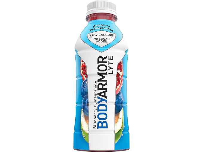 BODYARMOR LYTE Sports Drink Low-Calorie, Blueberry Pomegranate, Low-Calorie, Coconut Water, Natural Flavors, Vitamins, Electrolytes, 16 Fl Oz (12 Pack)