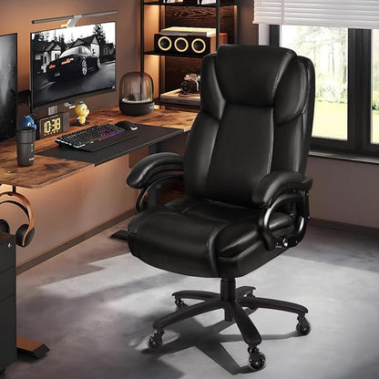 OFIKA Heavy Duty Big and Tall Office Chair,400LBS Capacity Chair for People,High Back PU Leather Executive Desk with Wide Seat,Large Adjustable Lumbar Support,Black,(GDPY)