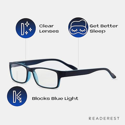 Readerest Blue Light Blocking Glasses – Computer Eyewear, UV Protection, Eye Strain & Glare Reduction, Lightweight Frame