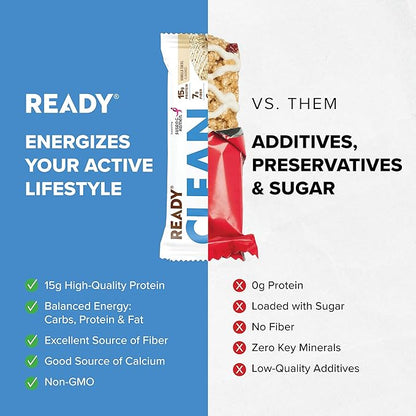 Ready® Protein Bars – High-Protein Snack with 15g Whey Protein, All-Natural Ingredients, Supports Lean Muscle and Recovery, No Artificial Sweeteners – Vanilla Swirl, 12-Pack