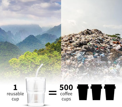 13oz/400ml Glass Water Tumbler with Straw and Lid Sealed Carry On Thick Wall Iced Coffee Cup Glass Cup for Water, Iced Tea Fruit Juice Etc (White with Protect Sleeve)