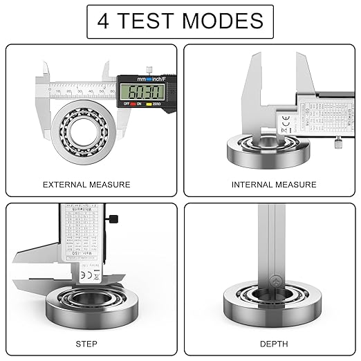 HDLNKAK Precision Digital Caliper 6 inch/150 cm - Accurate 0.01" Measurement Tool for Micrometers and Digital Calipers(White Stainless Steel Caliper)