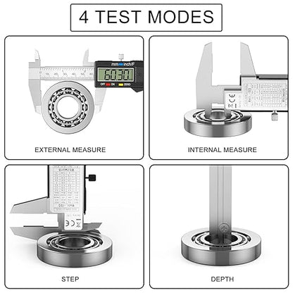 HDLNKAK Precision Digital Caliper 6 inch/150 cm - Accurate 0.01" Measurement Tool for Micrometers and Digital Calipers(White Stainless Steel Caliper)