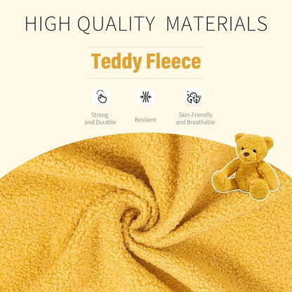 Office Chair with Wheels, Ergonomic Home Office Desk Chair with Flip-up Armrest, Adjustable Rolling Computer Chair Teddy Fleece – Gold