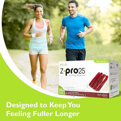R-Kane Nutritionals Z-Pro Red Velvet Protein Drink Mix - High Protein, Low Calorie Low Fat Shake and Pudding Mix - Meal Replacement, On-The-Go Packets - Breakfast Boost - 25g Protein - 14 Packets