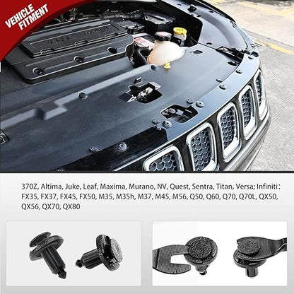 Nilight 40PCS Front Bumper and Radiator Support Push-Type Retainer 11296-AG000 8mm Compatible with Nissan and Infiniti Car Push Retainer Kit 2 Years Warranty