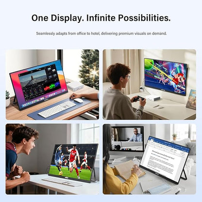 InnoView Large Portable Monitor 23.8inch FHD 1080P 144Hz USB-C, HDMI Computer Display HDR 100% sRGB IPS Gaming Monitor W/180°Adjustable DC Eyes Care Stand for Laptop PC MAC Phone PS4 Xbox Switch
