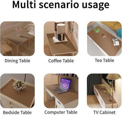 Leather Table Cover,1.8mm Thick,36x60 Inch Table Protector,Table Protector for Dining Room Table,Dining Table Cover,Table Cover Protector(Mud Color+Champagne Gold,36x60)