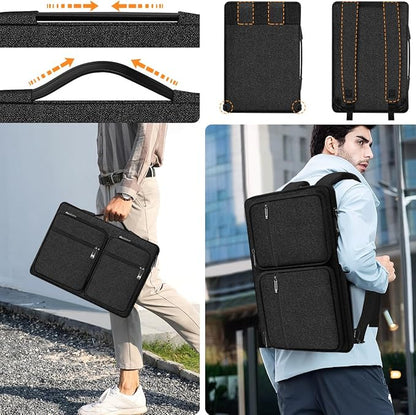 Hseok Laptop Case 15 15.6 16 inch Sleeve with Handle and Hidden Strap,Compatible with MacBook Pro 15.4 16, 360° Protective PC Briefcase with 4 Pockets for Laptop Accessory,Easy to Carrying,Black