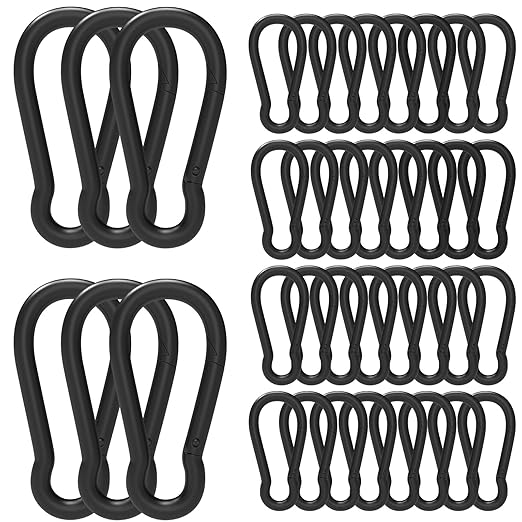 36PCS M10 Spring Snap Hook Carabiner, 4 Inch Carabiner Clips, 3/8" Black Heavy Duty Steel Spring Clip, Quick Link Key Chain for Swing Hammock Gym Outdoor, 770LBS Holding Capacity