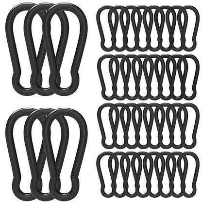 36PCS M10 Spring Snap Hook Carabiner, 4 Inch Carabiner Clips, 3/8" Black Heavy Duty Steel Spring Clip, Quick Link Key Chain for Swing Hammock Gym Outdoor, 770LBS Holding Capacity