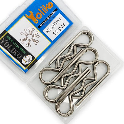 12 Pcs Heavy Duty Stainless Steel Cotter Pin R Clip Spring Retaining Wire Hair Pins for Trailer Lock System M3x60 Keeper