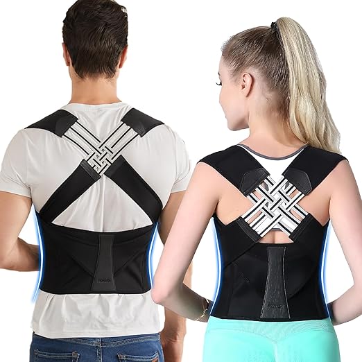 Posture Corrector for Women and Men,Adjustable Shoulder Straightener,Back Support Brace,Upper Spine scoliosis, hunchback Black XX-Large