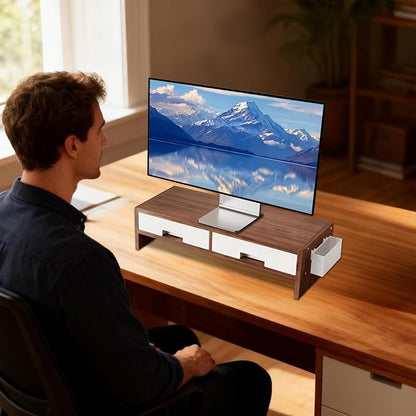 Display - Adjustable Desk , Monitor Riser for Computer Use, Sturdy Compact Design Easy Setup Height Office Desktop Tool, Screen Organizer Accessory for Home Study Bedroom