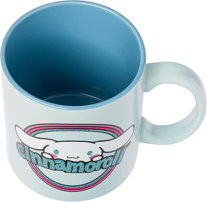 Silver Buffalo Sanrio Hello Kitty and Friends Cinnamoroll Rainbow Glitter Ceramic Mug, 20 Ounce