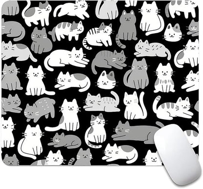 Square Mouse Pad Cute Kitty, Personalized Premium-Textured Custom Mouse Mat Design, Washable Mousepad Cloth, Non-Slip Rubber Base Computer Mouse Pads for Wireless Mouse
