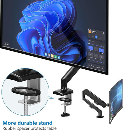 Single Arm Monitor Desk Mount for 13-32 inch Screen, Tilt, Swivel, Rotation, Ergonomic Gas Spring Monitor Stand with Cable Management, VESA 75/100mm