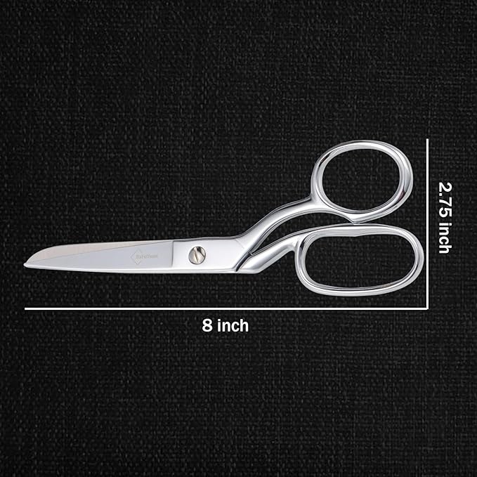 Professional Stainless Steel Fabric Scissors, 8-Inch Heavy Duty MultiPurpose Tailor Sewing Scissors for Fabric Cutting, Leather, Craft, Sharp Precision Shears Blades, Ergonomic Comfort Grip