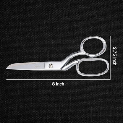 Professional Stainless Steel Fabric Scissors, 8-Inch Heavy Duty MultiPurpose Tailor Sewing Scissors for Fabric Cutting, Leather, Craft, Sharp Precision Shears Blades, Ergonomic Comfort Grip