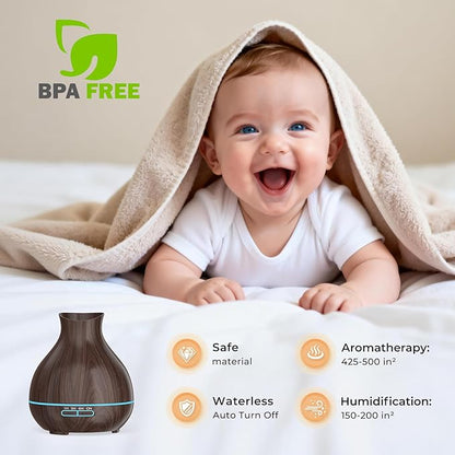 BZseed Aromatherapy Essential Oil Diffusers,2 PCS 550ml High Mist Output Humidifiers for Large Room, Home, Waterless Auto-Off, 7 Color LED Lights Cool Mist Humidifier Ultrasonic Diffusers