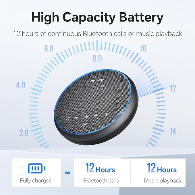 N newline Bluetooth Speakerphone with 360° & 5 Meters (16 Feet) Voice Pickup for Work & Leisure, Pro AI Noise Reduction, High-Efficiency Full-Range Speaker, 12 Hours Battery Life