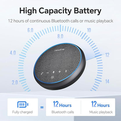 N newline Bluetooth Speakerphone with 360° & 5 Meters (16 Feet) Voice Pickup for Work & Leisure, Pro AI Noise Reduction, High-Efficiency Full-Range Speaker, 12 Hours Battery Life