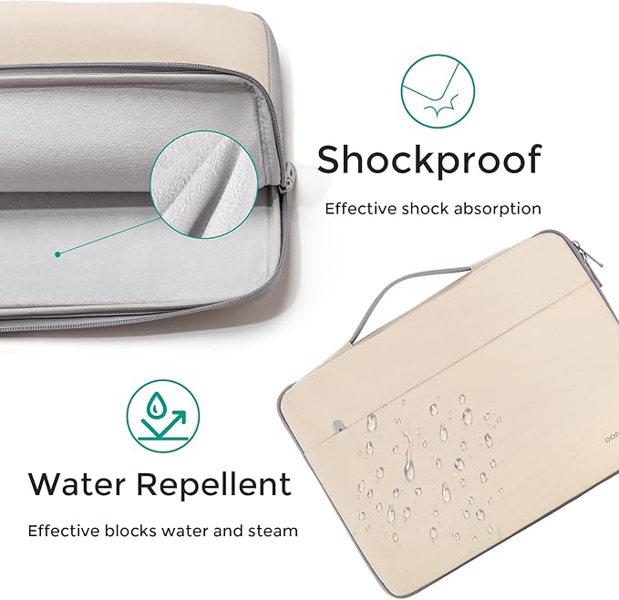 DOMISO 15.6 inch Laptop Case Sleeve Protective Cover Compatible with 16 inch MacBook Pro M4 M3 M2/Pro Max,15.6-16 inch HP Dell ASUS Lenovo Chromebook,Waterproof Computer Cases Bag with Handle,Beige