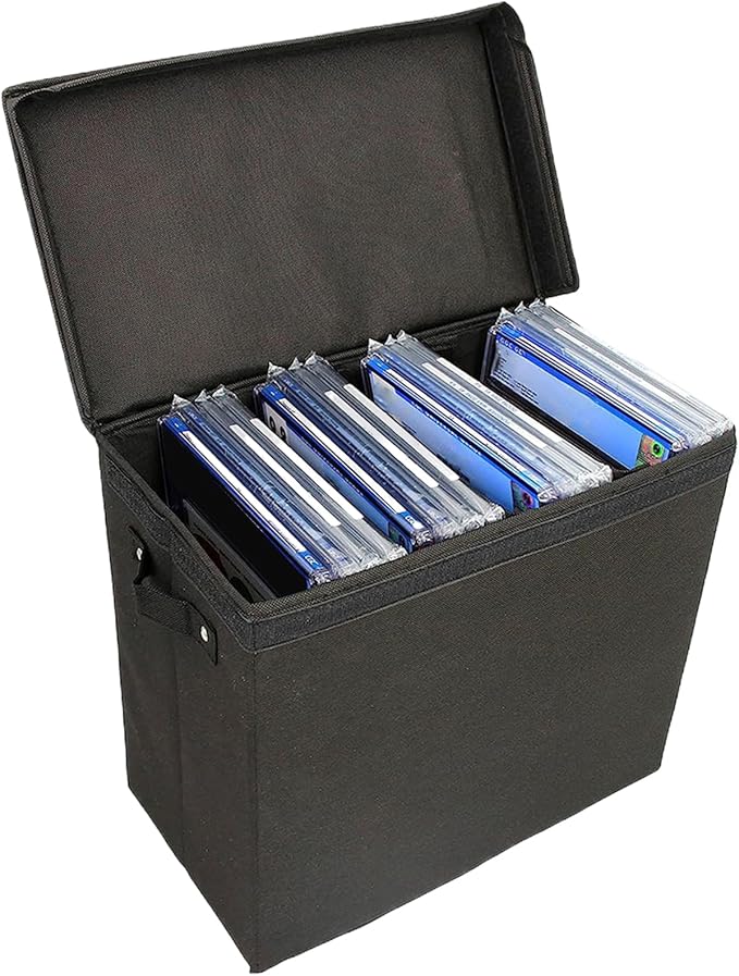 Document Storage Box - Large Organizer with Handle, 3 Divider File Container, Portable Durable Storage Case | Office School Home Car Bedroom Living Room Travel for Comic Book Paper Record Holder