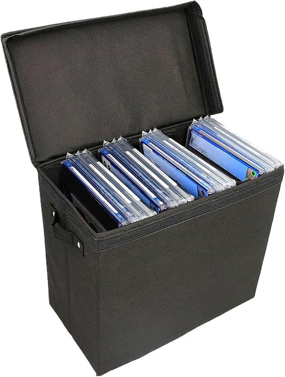 Document Storage Box - Large Organizer with Handle, 3 Divider File Container, Portable Durable Storage Case | Office School Home Car Bedroom Living Room Travel for Comic Book Paper Record Holder